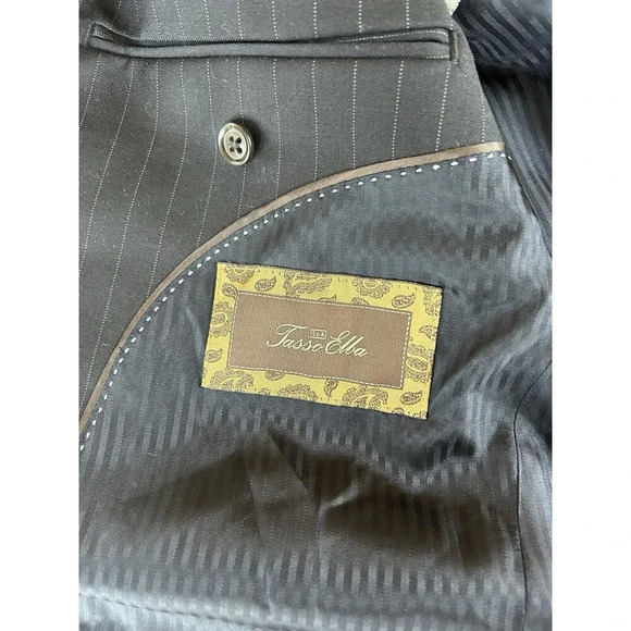 NWT Tasso Elba Men’s Black Pin Stripe Blazer Suit Coat 42-44 L - Picture 4 of 11